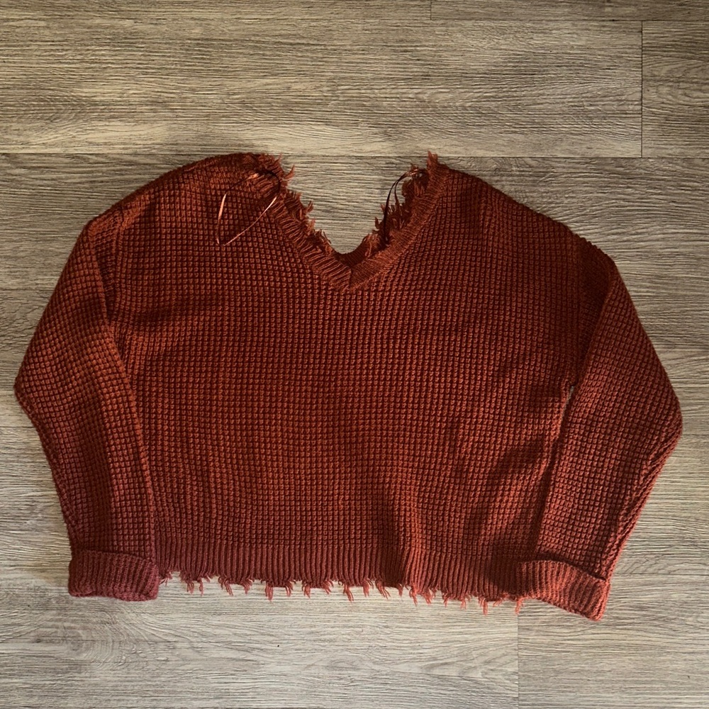 moon & madison Rust V-Neck Sweater